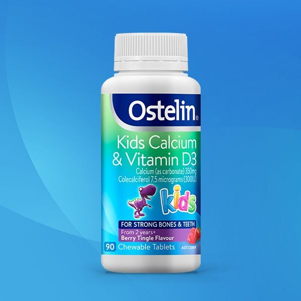 Viên nhai bổ sung canxi và vitamin D3 cho trẻ từ 2 tuổi Ostelin Kids Calcium & Vitamin D3 của Úc 90 viên