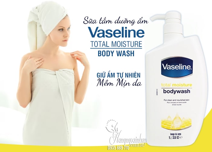 Sữa tắm dưỡng ẩm Vaseline Total Moisture Body Wash 1 lít: Làm mềm da và giảm tình trạng khô da
