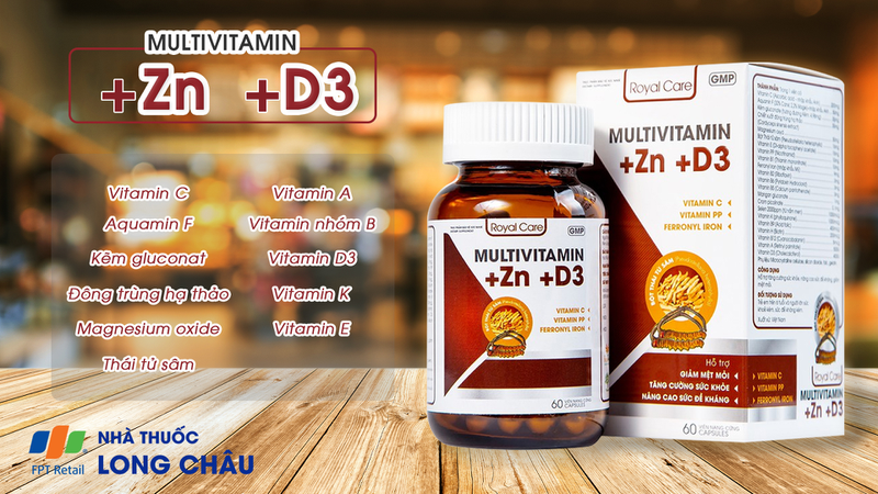 Viên uống Multivitamin +Zn +D3 Royal Care: Hỗ trợ tăng cường sức khỏe, nâng cao sức đề kháng (60 viên)